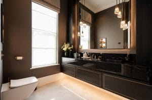 Powder Room with Light Pendant