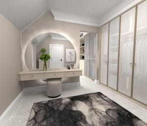 Fluted Glass Dressing Area