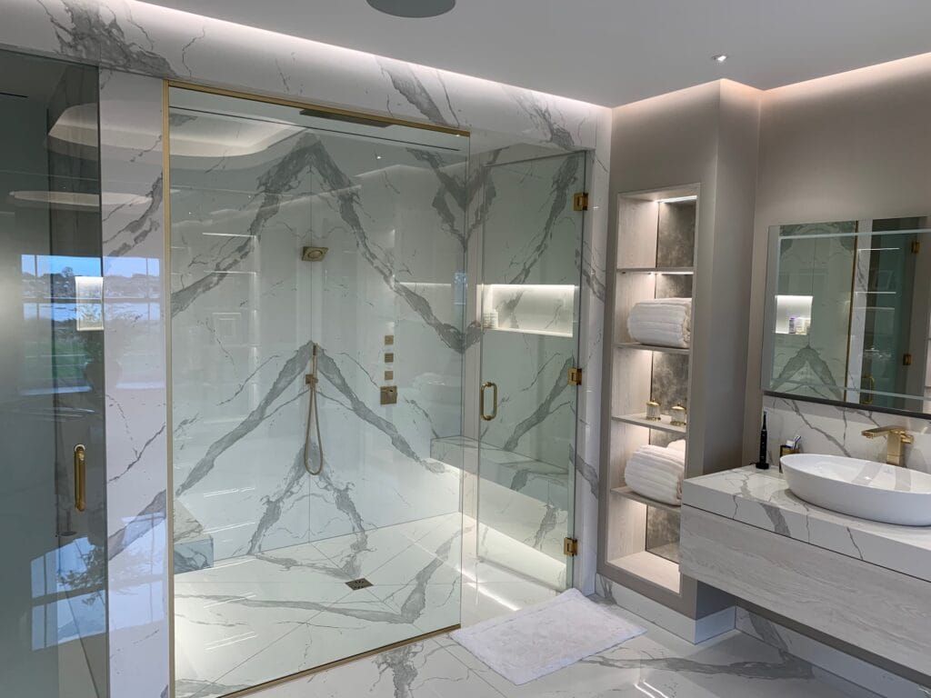 Book Matched Porcelain White & Grey