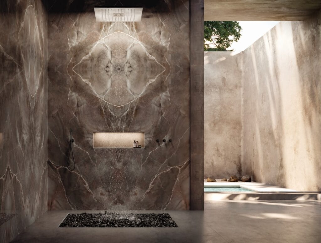 Marble book matched tiles